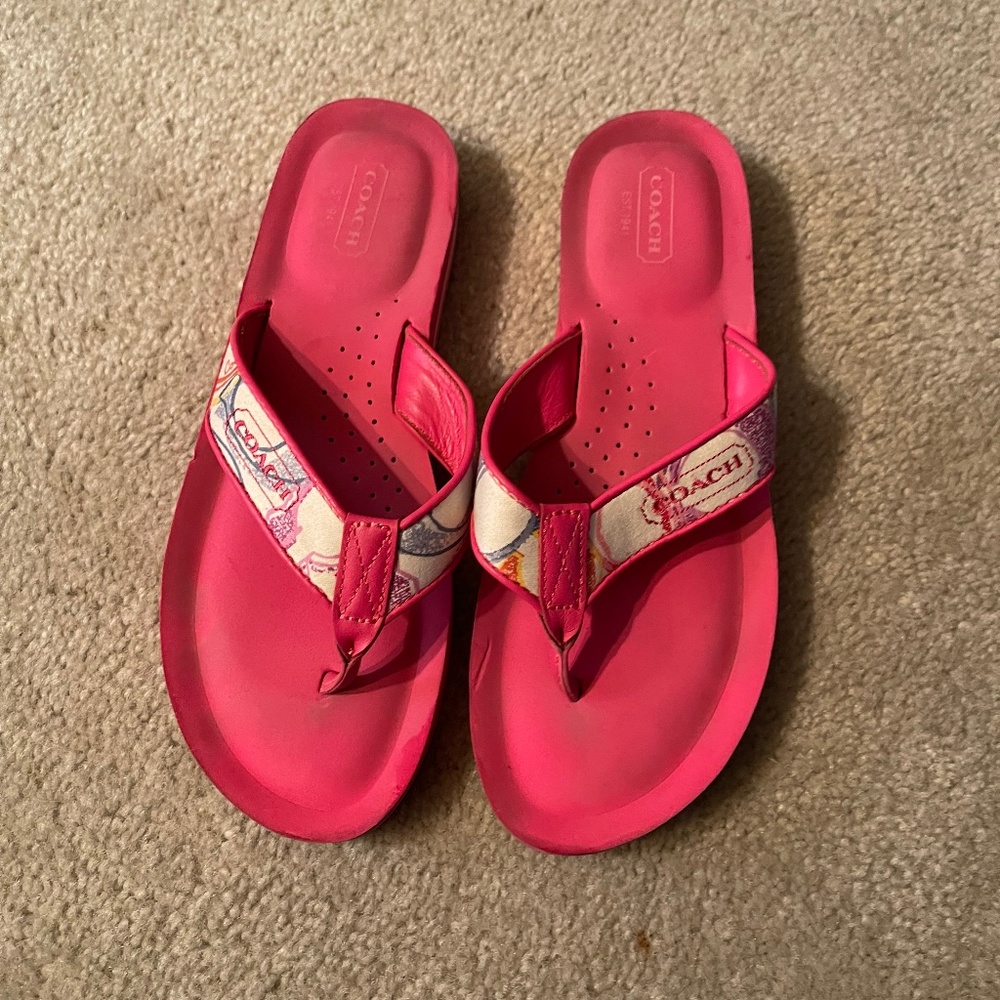 Coach Jolie Signature Pink Flip Flop Sandals